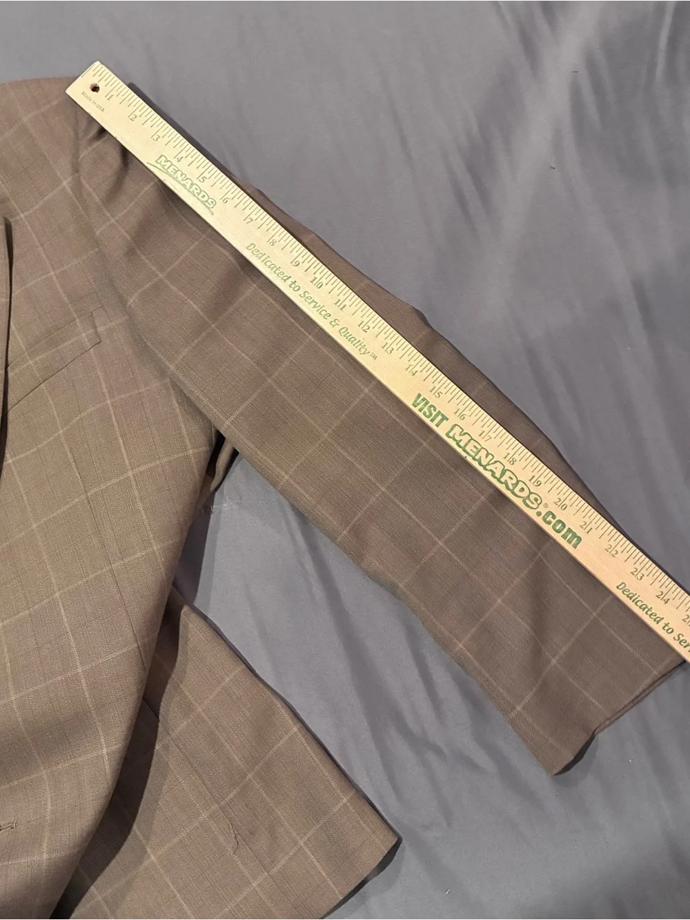 Ralph Lauren Silk Wool Windowpane Plaid Sport Coat Blazer Tan 44L